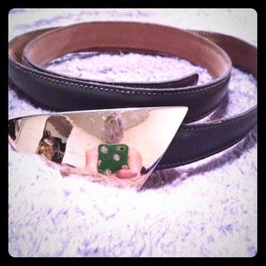 Cute skinny grey leather belt! SIze m